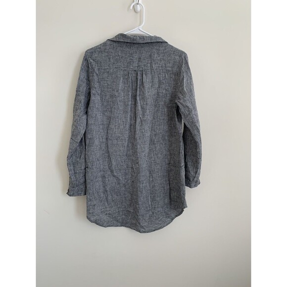 Forcynthia Beachwear Ladies Gray Linen Blend Coverup Sz S Tunic Pockets Roll Tab - Picture 7 of 7